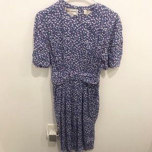 Vintage 80s Purple Floral Dress